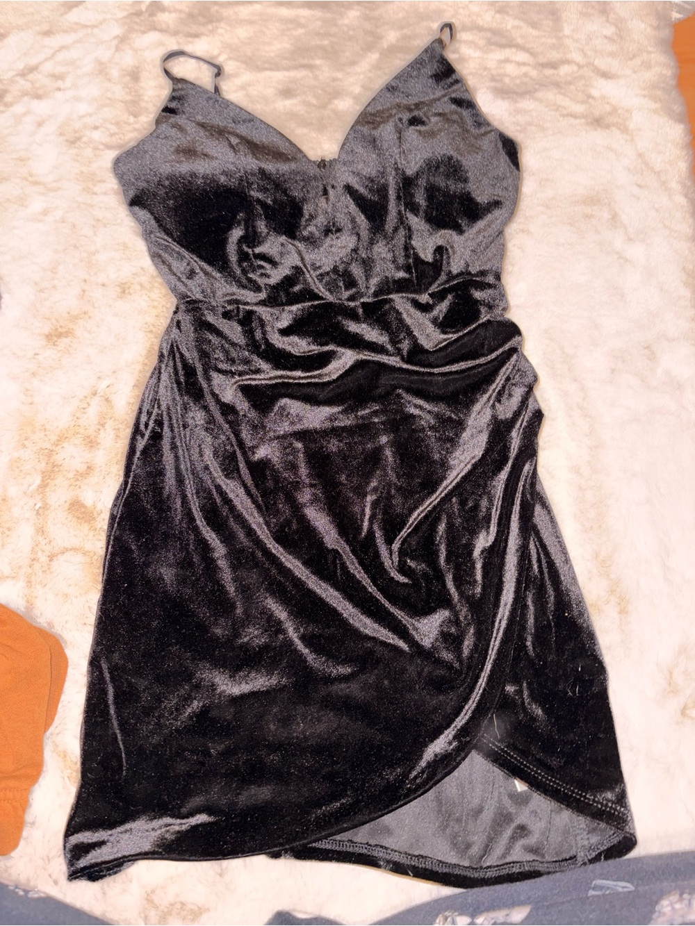 Honey and Rosie Black Velvet Mini Dress with Spaghetti Straps